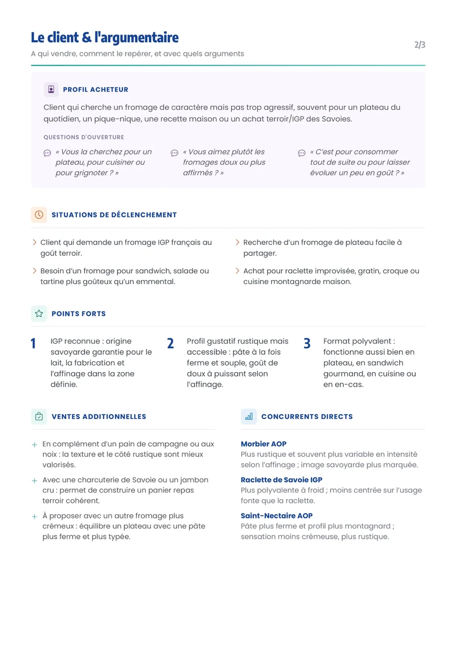 Fiche conseil Tomme de Savoie IGP, page 2 sur 3