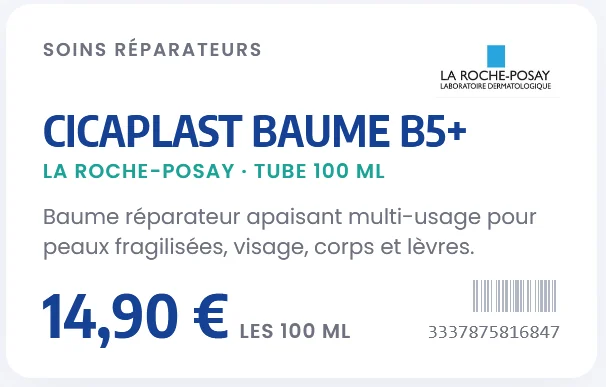 Fiche réglette 6 cm d'un baume réparateur, générée avec maficheproduit